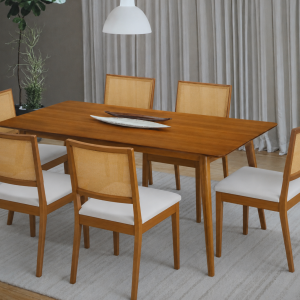 Mesa de Jantar c/ 06 Cadeiras c/ encosto em Tela